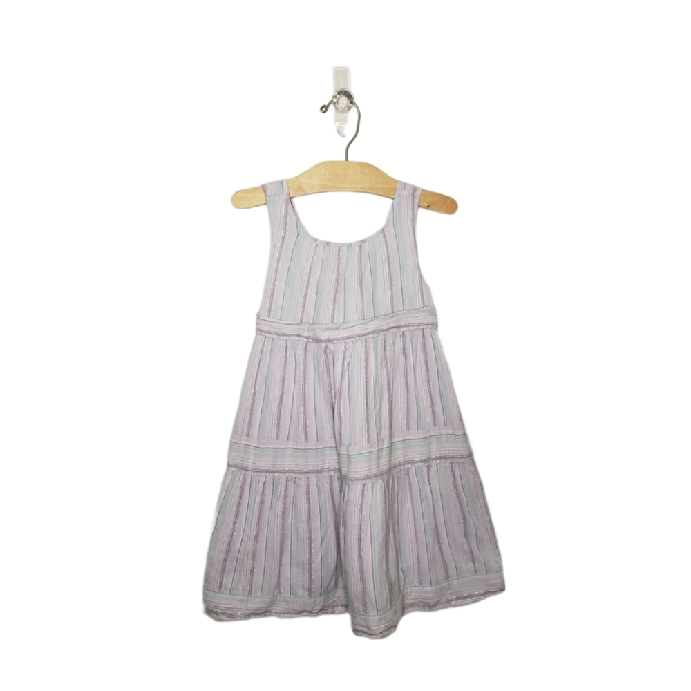 Janie and Jack 3T Toddler Girl Lavender Shimmer Striped Tiered Tea Length Dress